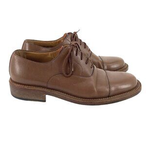 Bally Scribe Mens Brown Leather Cap Toe Lace Up Oxford Dress Shoes Size 9